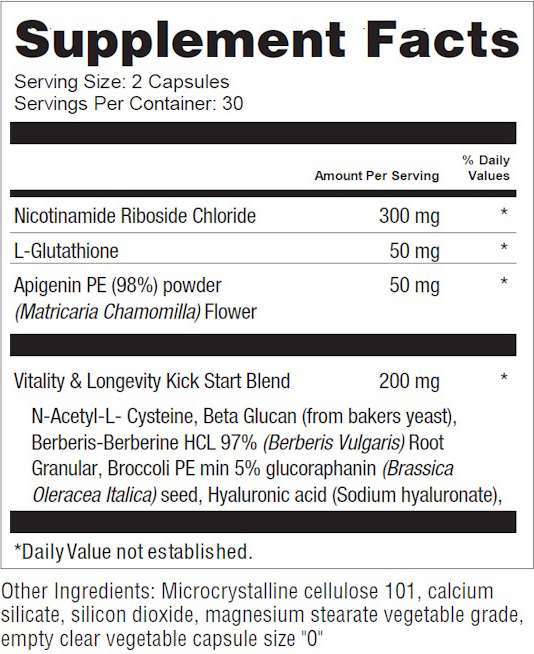 MitoThrive Supplement Label